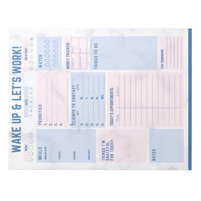 Wake Up & Work Notepad (Front)