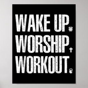 Wake Up Worship Workout Lovers Faith Christian Wom Poster