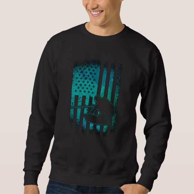 Wakeboard American Flag Wakeboarder Wakeboarding Sweatshirt (Front)