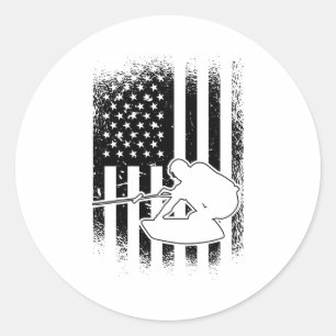 Wakeboard American Flag Wakeboarding Wakeboarder Classic Round Sticker