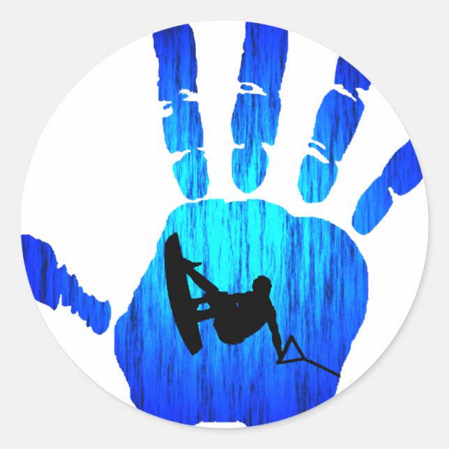 Wakeboard Hand Trust Classic Round Sticker (Front)