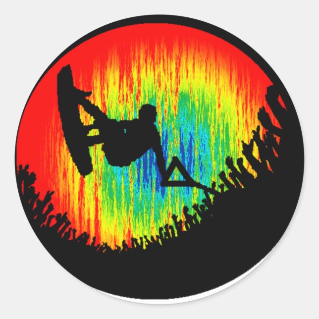 Wakeboard the Wakeboarder Classic Round Sticker (Front)