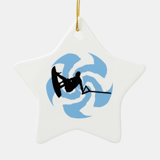 WAKEBOARD THUNDER BROUGHT CERAMIC TREE DECORATION (Front)