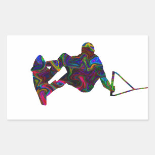 Wakeboarder Wild Colours Rectangular Sticker