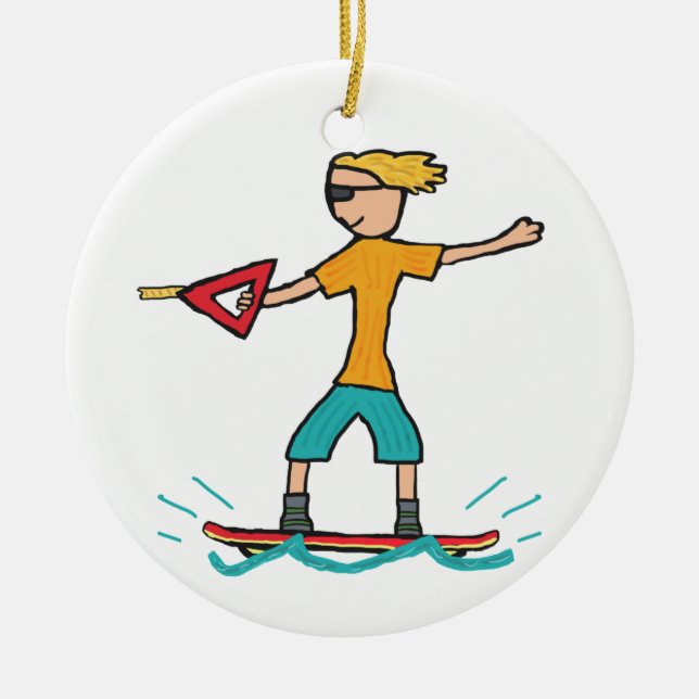 Wakeboarding Ceramic Tree Decoration (Front)