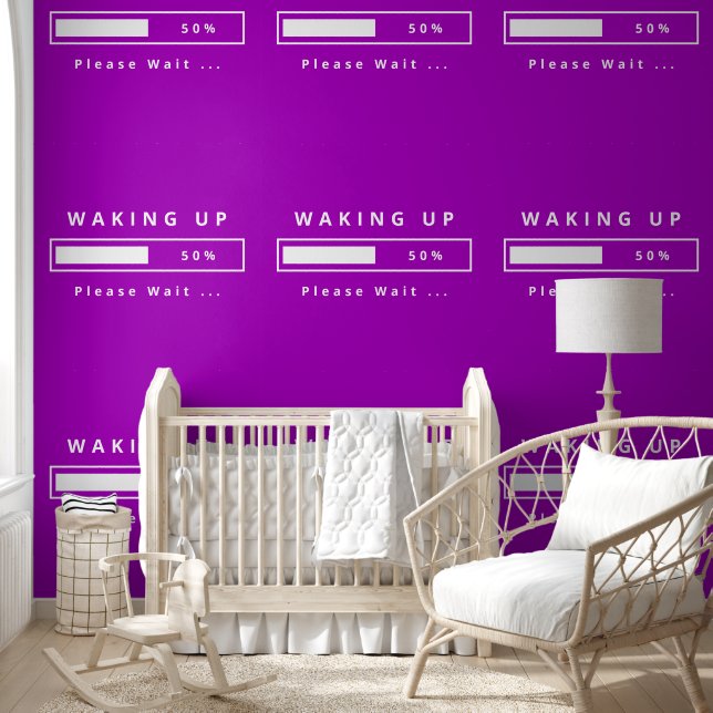 Waking Up Please Wait Funny Customisable Wallpaper (Kids)