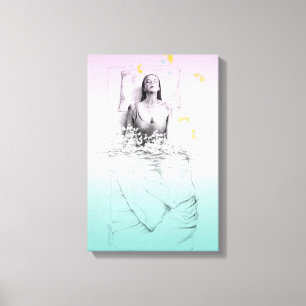 Waking up Woman Swimming Pastel colours Surreal ar Canvas Print