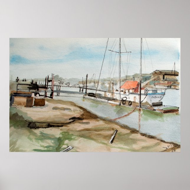 Walberswick Harbour Suffolk Coastal Art Poster (Front)