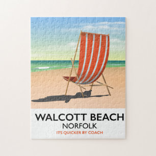 Walcott Beach, Norfolk seaside poster Jigsaw Puzzle