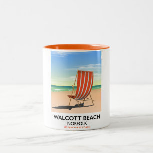 Walcott Beach, Norfolk seaside poster Two-Tone Coffee Mug