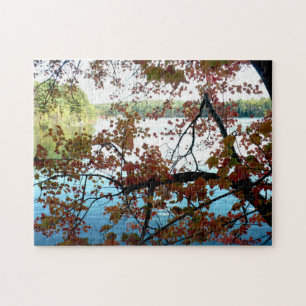 Walden Pond through Autumn Leaves Jigsaw Puzzle