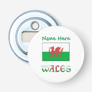 Wales and Welsh Flag Green Personalisation Bottle Opener
