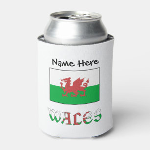 Wales and Welsh Flag Personalized  Can Cooler