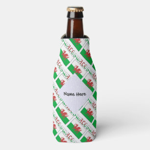 Wales and Welsh Flag Tiled Personalised  Bottle Cooler