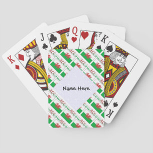 Wales and Welsh Flag Tiled Personalised  Playing Cards