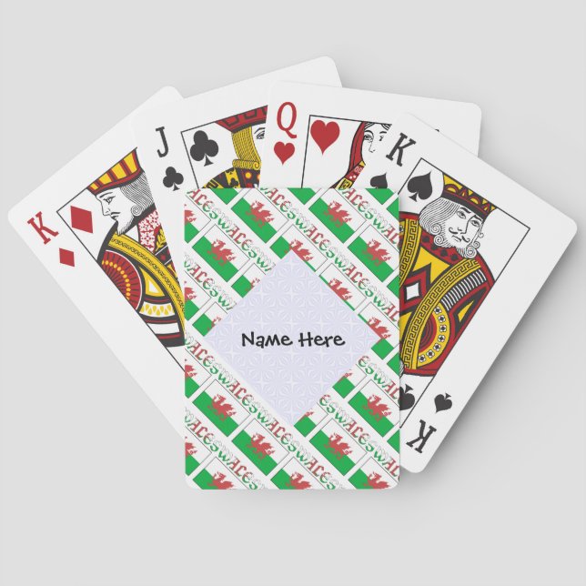 Wales and Welsh Flag Tiled Personalised  Playing Cards (Back)