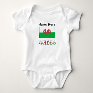 Wales and Welsh Flag with Your Name Baby Bodysuit