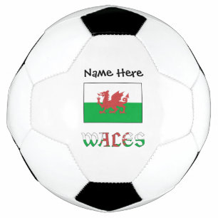 Wales and Welsh Flag with Your Name Soccer Ball