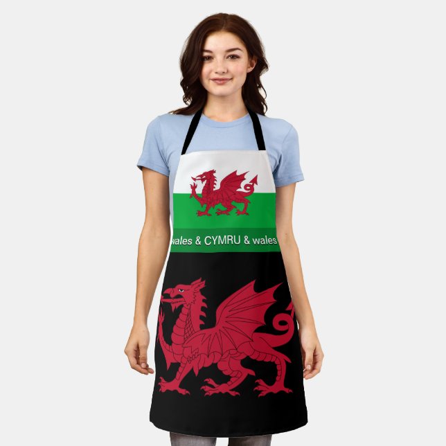 Wales apron, Welsh Flag, Cymru / Chefs kitchen Apron (Worn)