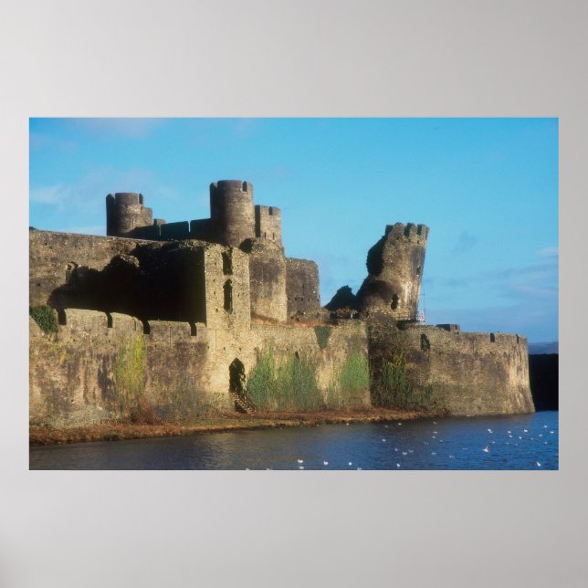 Wales - Caerphilly castle, with a view of the Poster (Front)
