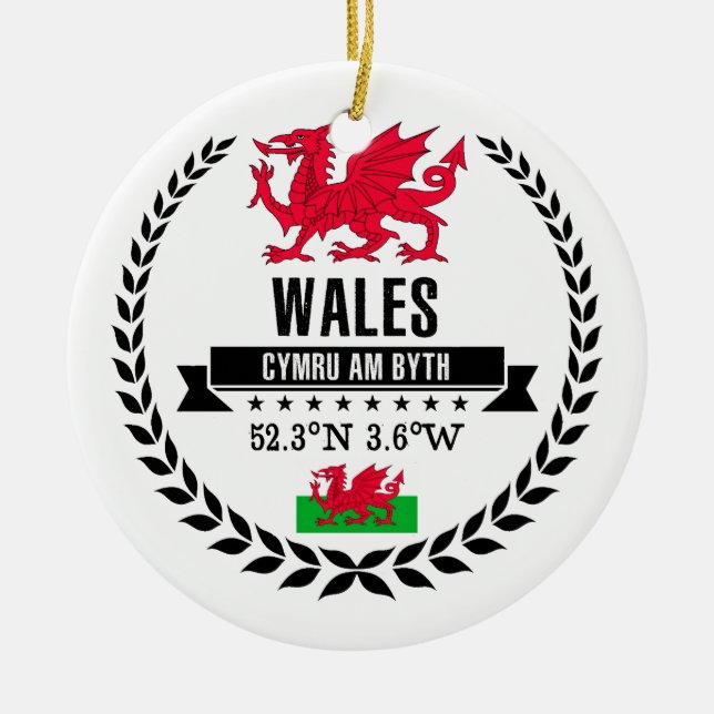 Wales Ceramic Tree Decoration (Front)