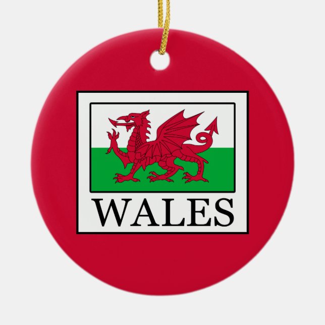 Wales Ceramic Tree Decoration (Front)
