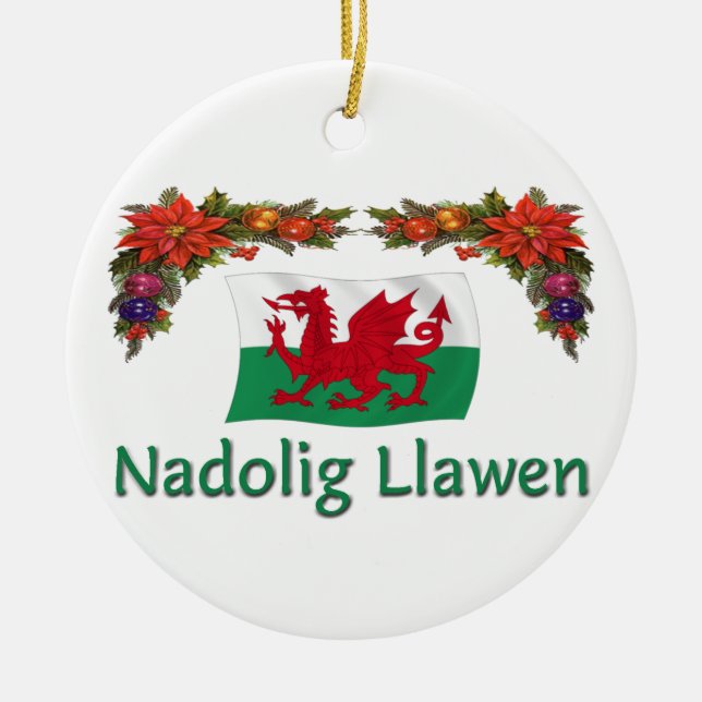 \Wales Christmas Ceramic Tree Decoration (Front)