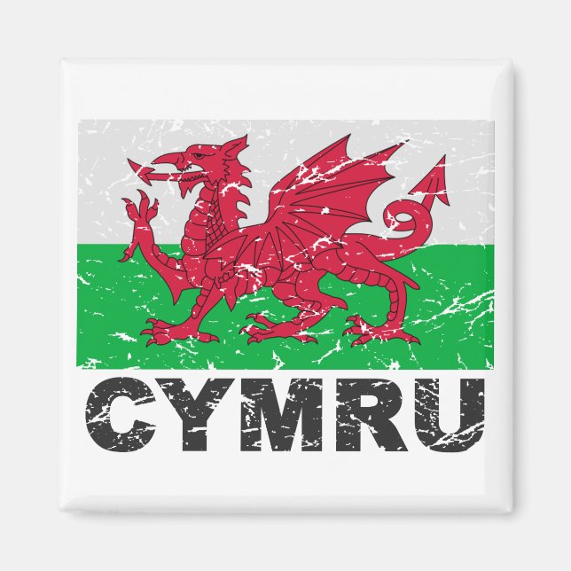 Wales CYMRU Vintage Flag Magnet (Front)