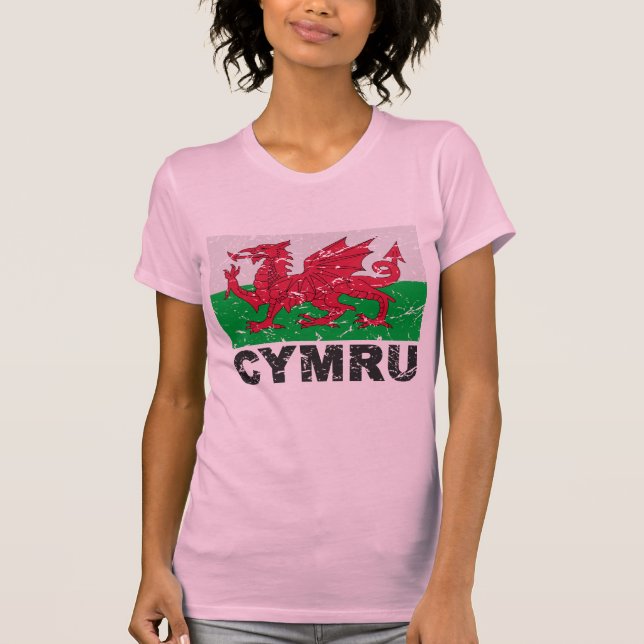 Wales CYMRU Vintage Flag T-Shirt (Front)