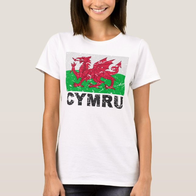 Wales CYMRU Vintage Flag T-Shirt (Front)