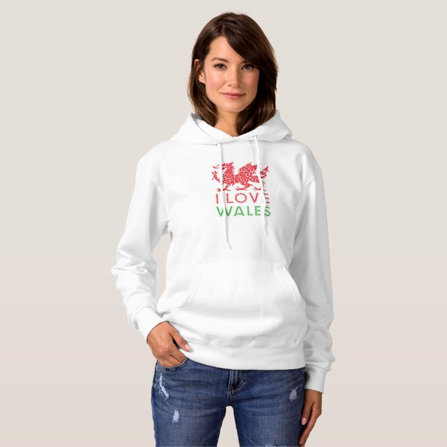 Wales Dragon Love Hoodie (Front Full)