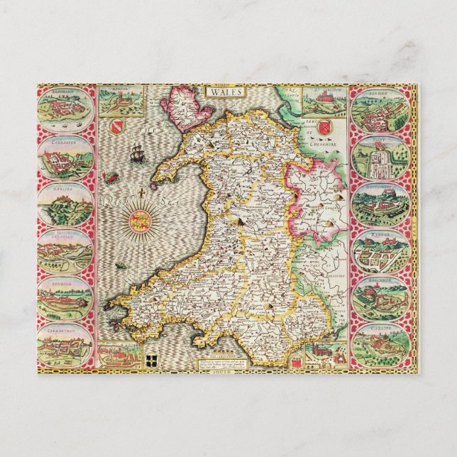 Wales, engraved by Jodocus Hondius Postcard (Front)
