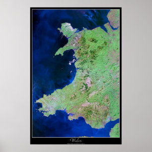 Wales, Europe satellite poster