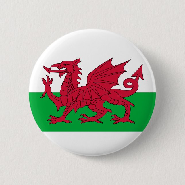 wales flag 6 cm round badge (Front)