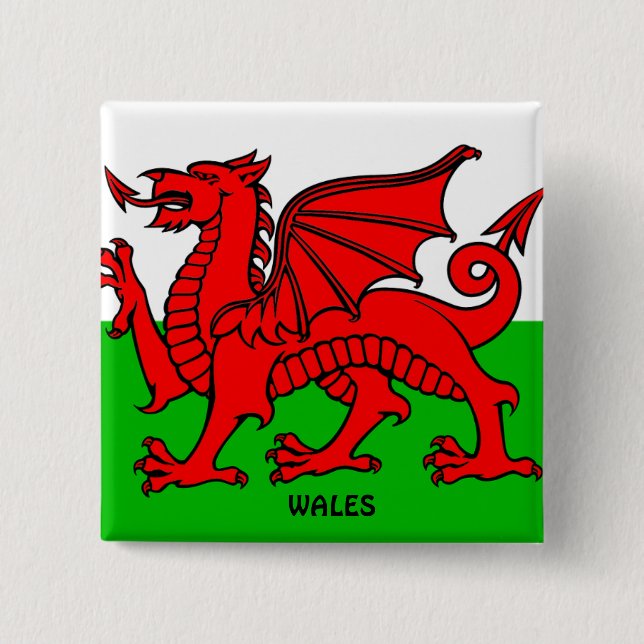 WALES FLAG /DRAGON 15 CM SQUARE BADGE (Front)