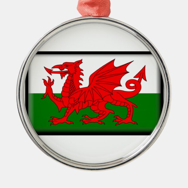 Wales Flag Metal Tree Decoration (Front)