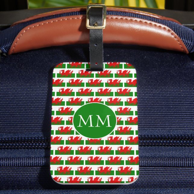 WALES Flag Monogram Luggage Tag (Front Insitu 2)