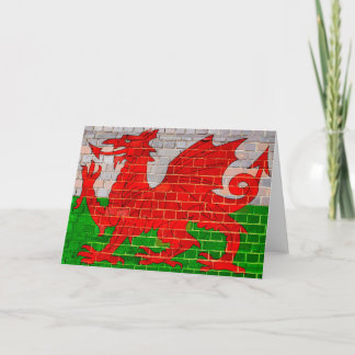 Wales flag on a brick wall card