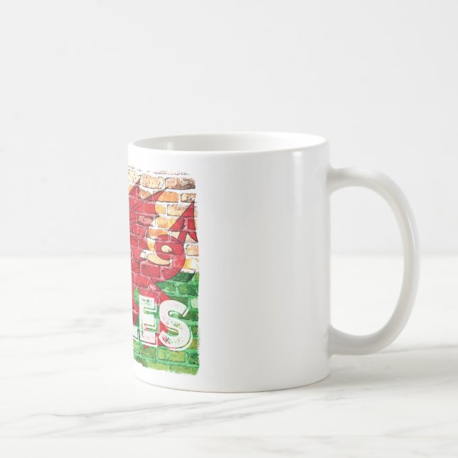 Wales Flag on Brick Coffee Mug (Right)