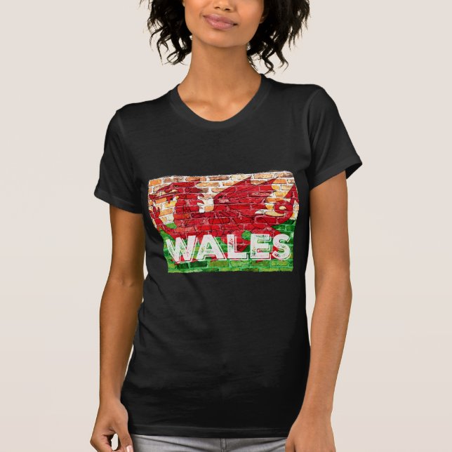 Wales Flag on Brick T-Shirt (Front)