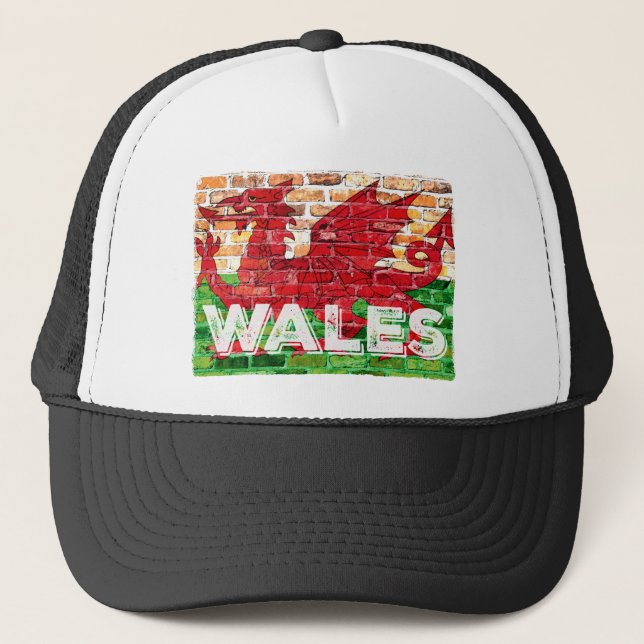 Wales Flag on Brick Trucker Hat (Front)