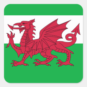 wales flag square sticker