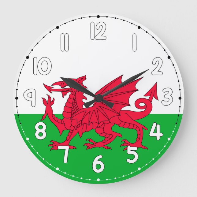 Wales Flag Wall Clock – Patriotic Welsh Home Decor (Front)