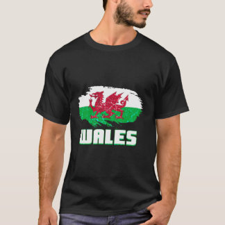 Wales Flag Welsh Dragon Baner Y Ddraig Goch Cardif T-Shirt