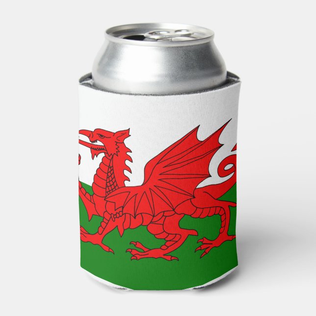  Wales flag Welsh red dragon Can Cooler (Can Front)