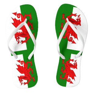 Wales flag Welsh red dragon Jandals