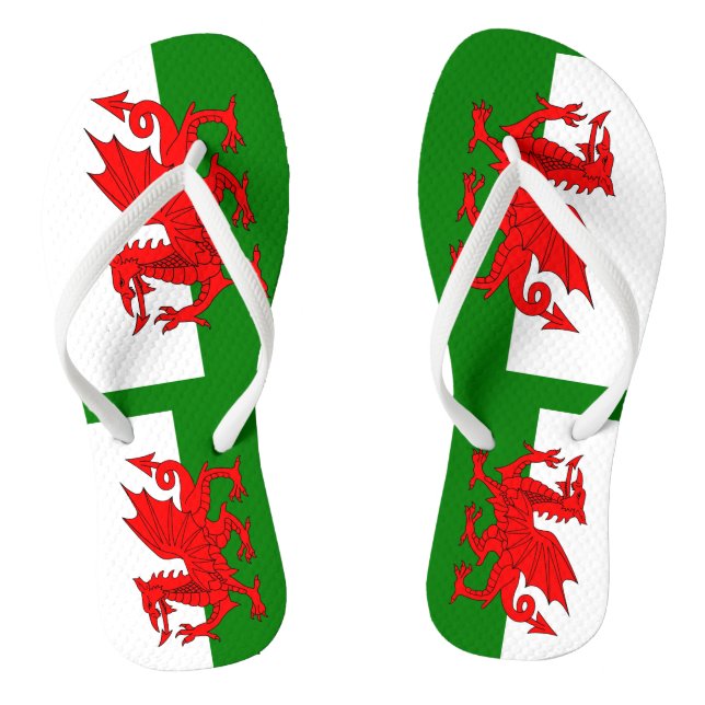  Wales flag Welsh red dragon Jandals (Footbed)