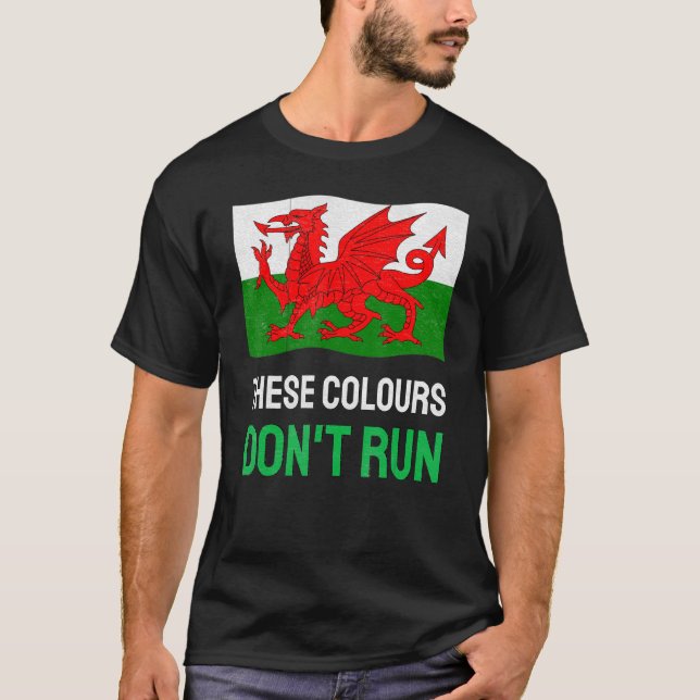 Wales Football Dragons Welsh Flag Colours Don't Ru T-Shirt (Front)
