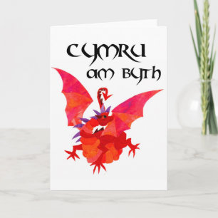 'Wales Forever!' Red Dragon Greeting Card