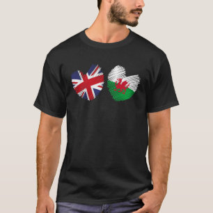 Wales Great Britain Heart UK Flag Welsh Flag Heart T-Shirt